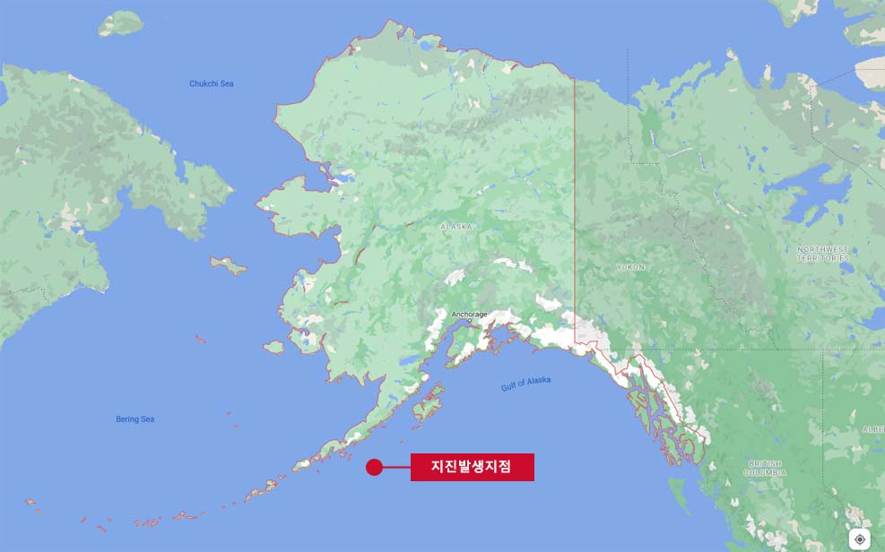 알래스카 해안에서 규모 8.2 지진 발생 후 쓰나미 경보