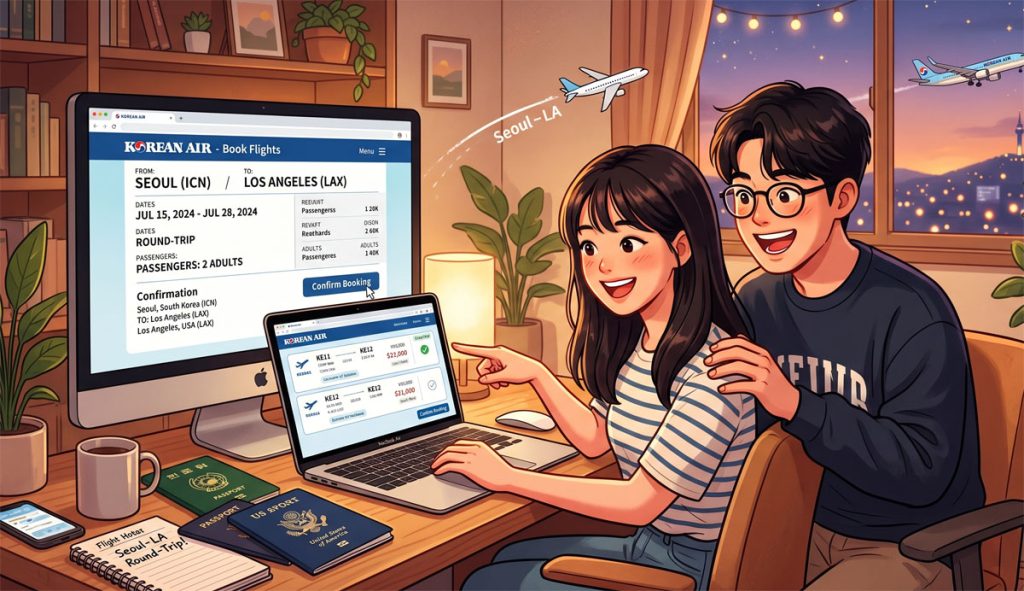 한·미 왕복 항공권 예약